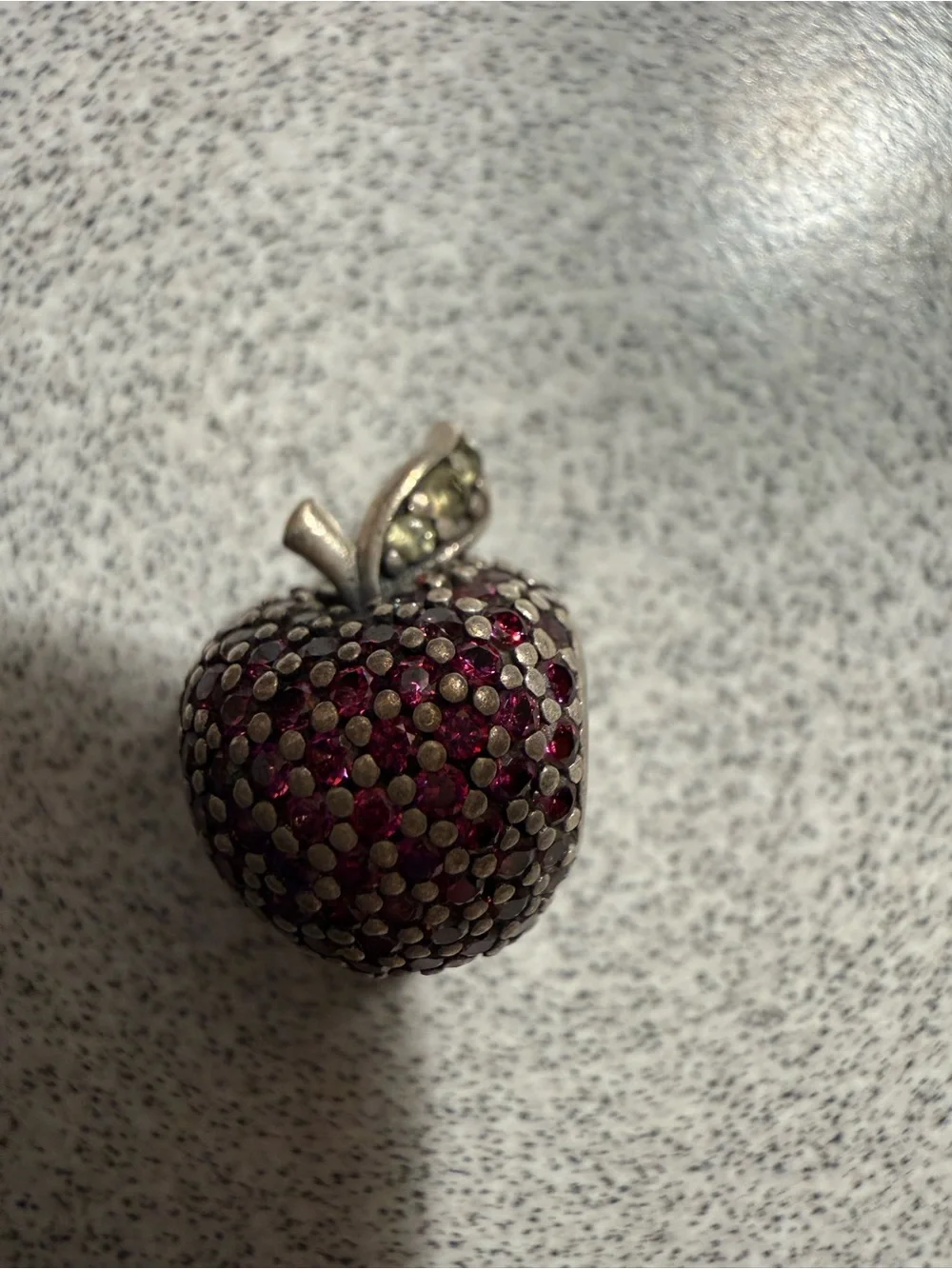 Pandora Silver-Tone Ruby Red Pave Apple charm